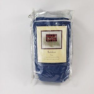 NOS Woolrich Home Dark Blue Denim Twin Bed Skirt Dust Ruffle 15" Drop 100%Cotton